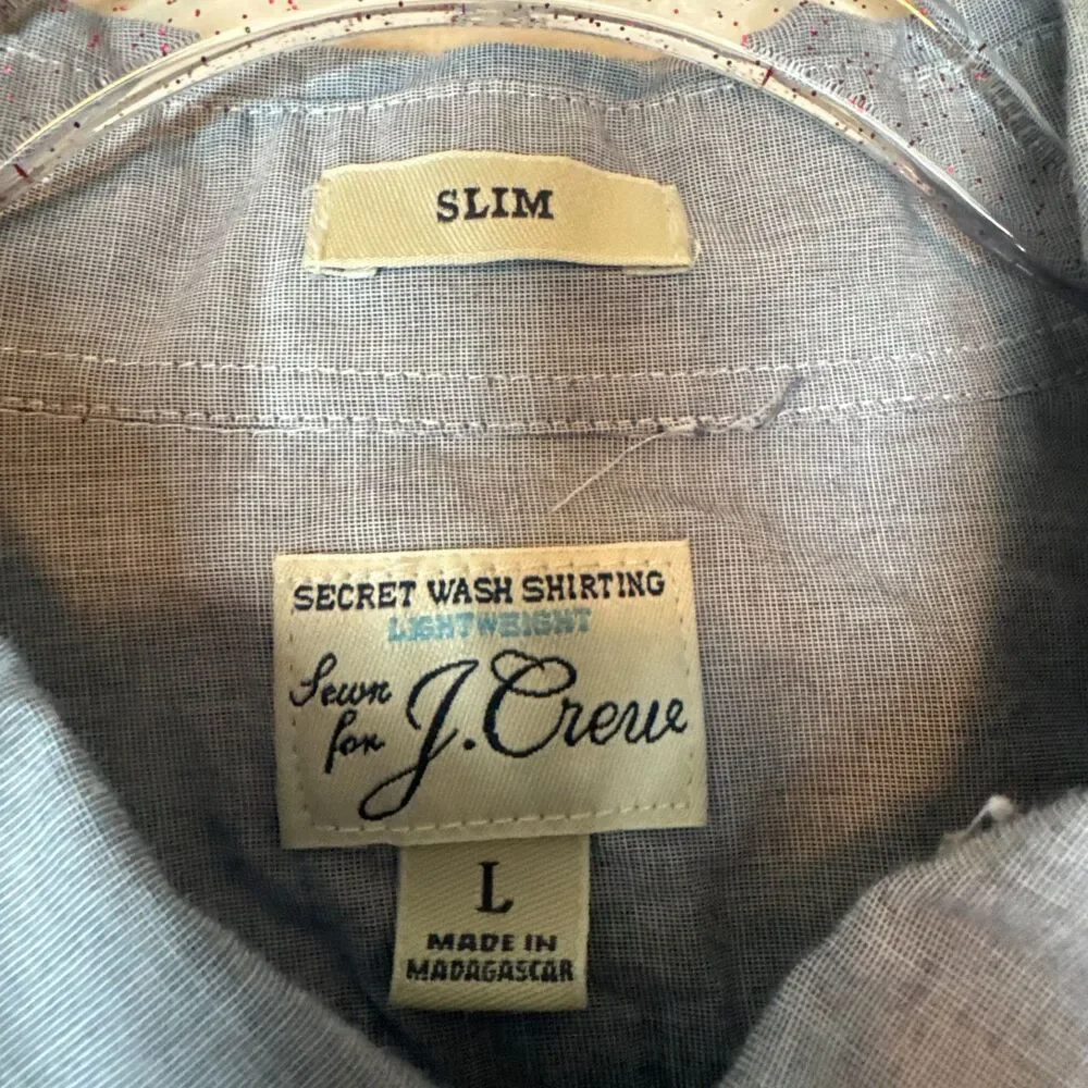 J. CREW men's size large L Coolmax slim secret wash shirting lightweight shirt
